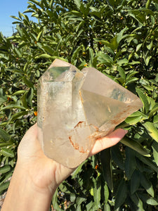 1.59kg Clear Quartz with Green Phantom Inclusions, Partial Polished Faces