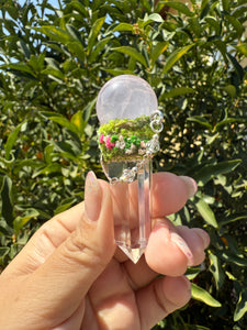 Handmade Clear & Rose Quartz Sceptre Wand - Crystal Healing Obelisk Necklace