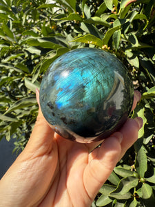 Natural Labradorite Sphere – Flashy Blue Green Crystal Ball, A106