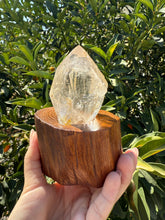 Load image into Gallery viewer, Himalayan Quartz Crystal Point from India on Handcrafted Wooden Base,A124

