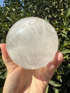 2.59lb Clear Quartz Crystal Sphere with Green Chlorite Inclusions,A146