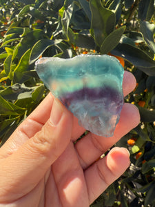 Small Triangular Blue and Purple Feather Fluorite Stone - Snowflake Fluorite