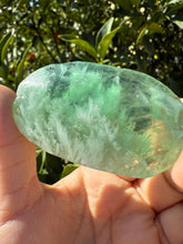 Load image into Gallery viewer, Natural Feather Fluorite Palm Stone,Snowflake Quartz Fluorite Palm Stone,A180

