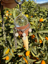 Load image into Gallery viewer, Handcrafted Crystal Ball Pendant Necklace with Deer Antler and Chain Details
