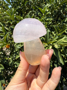 Large Natural Light Pink Fluorite Mushroom Crystal | Fluorite Mushroom Sculpture
