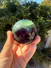 Load image into Gallery viewer, Dark purple Green Fluorite Crystal Ball
