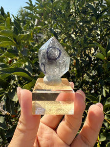 Raw Double-Terminated Enhydro Quartz Diamond Quartz with 2 Moving Bubble,A123