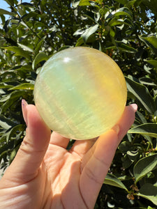Lemon Yellow Candy Fluorite Sphere, Stunning Green Fluorite Ball,A113