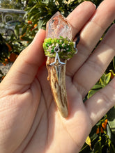 Load image into Gallery viewer, Pocket Deer Antler Red Mud Skeletal Quartz Crystal Wand Necklace
