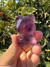 Load image into Gallery viewer, Natural Purple Candy Fluorite Geometric Bear Carving
