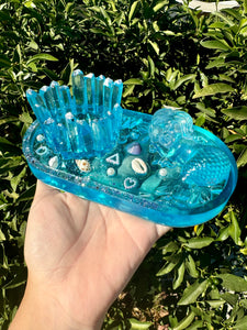 Sea blue mermaid tea light holder, jewelry tray