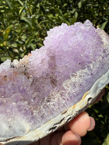 Natural Amethyst Geode with Agate Base, Raw Amethyst Crystal Cluster, A92