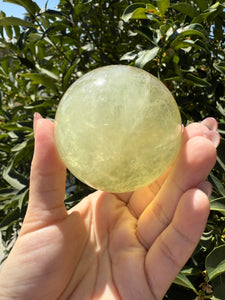 Lemon Yellow Candy Fluorite Sphere, Stunning Green Fluorite Ball,A113