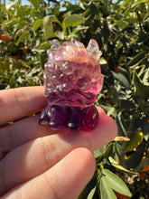 Load image into Gallery viewer, Yellow Purple Candy Fluorite Dancing Lion Carving,Fluorite Kirin
