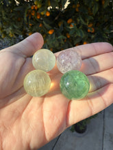 Load image into Gallery viewer, 4pcs Fluorite Mini Spheres ,Mini Green Fluorite Crystal Sphere
