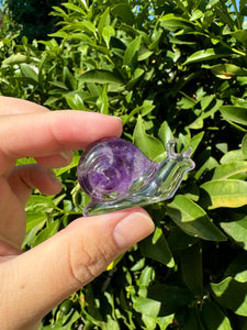 Mini Size Amethyst Snail Handmade resin sculpture