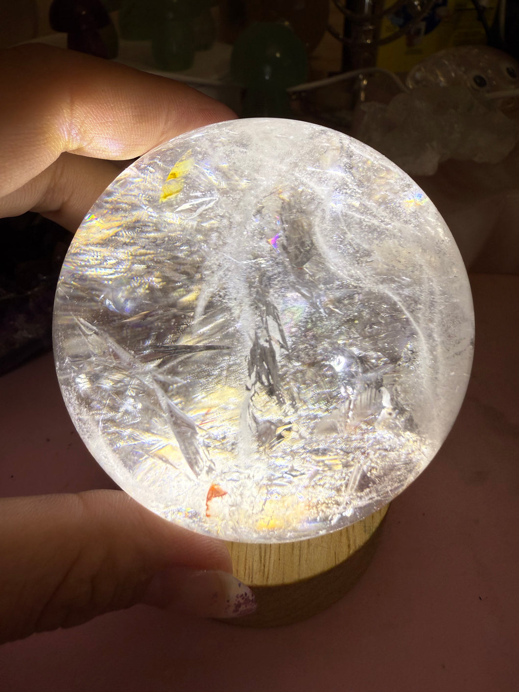 Rainbow Clear Quartz Crystal Sphere,Natural Healing Stone Ball,A120
