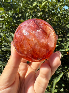 Vibrant Fire Quartz Crystal Sphere,Hematoid Quartz Red Orange Crystal Ball, A103