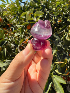 Small Purple Candy Fluorite Geometric Bear Carving