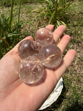 Load image into Gallery viewer, 1pc Random Pick Clear Quartz Sphere, Smoky Clear Quartz Small Crystal Ball
