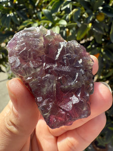 Grape Purple Cubic Fluorite Cluster, Healing Crystal Mineral Specimen