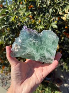 Large Blue and Purple Feather Fluorite Mineral Specimen -Snowflake Fluorite Slab