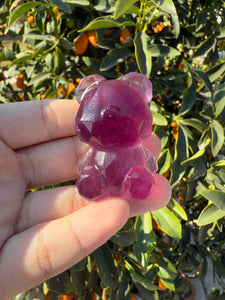 No prefect On Sale!Natural Pink Candy Fluorite Geometric Bear Carving