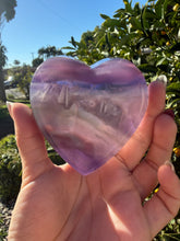 Load image into Gallery viewer, Purple Fluorite Heart Dish,Crystal Trinket Tray,Carved Fluorite Heart Plate,B130
