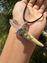 Load image into Gallery viewer, Handmade Pocket Deer Antler Veracruz Quartz Amethyst Crystal Wand Necklace

