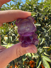 Load image into Gallery viewer, Small Purple Candy Fluorite Geometric Bear Carving
