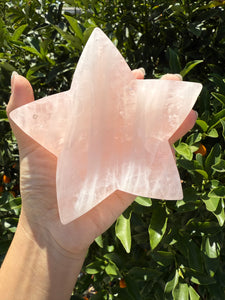 Star Rose Quartz Crystal Bowl, Polished Rose Quartz Dish-Rose Quartz Tray,B87