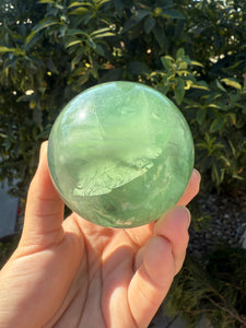 Large Natural Green Fluorite Sphere,6.7cm