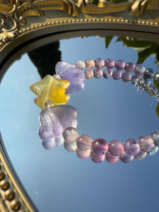 Handmade Fluorite Beaded Bracelet with Star and Wing Charms