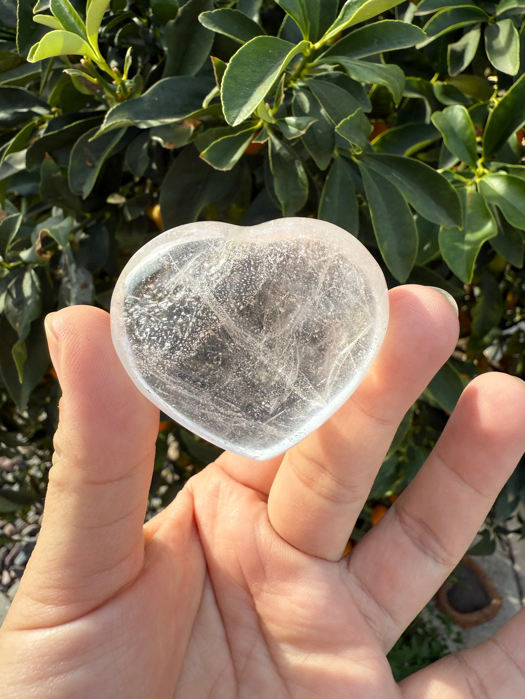 Clear Quartz Puff Heart Carving