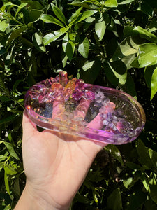 Purple Yellow Crystal Shiny Resin Tray