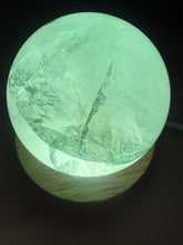 Load image into Gallery viewer, Green Fluorite Crystal Sphere with Unique Crystal Cavities Mineral Inclusions
