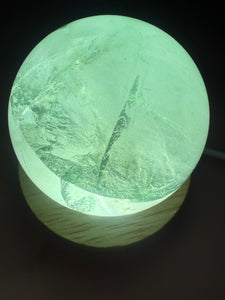 Green Fluorite Crystal Sphere with Unique Crystal Cavities Mineral Inclusions