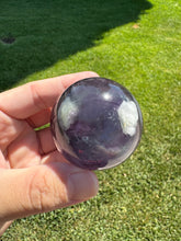 Load image into Gallery viewer, Purple Ribbon Candy Fluorite Sphere
