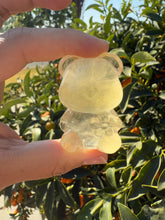 Load image into Gallery viewer, Natural yellow Candy Fluorite Flower Bear Carving
