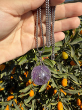 Load image into Gallery viewer, Amethyst Sphere Pendant Necklace with Silver Chain Wrap
