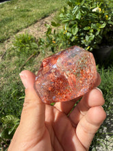 Load image into Gallery viewer, Hematite Quartz Crystal | Orange Flower Inclusions Rainbow Flash, A335
