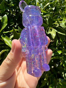 Shiny Mermaid glitter purple toy bear Handmade resin sculpture