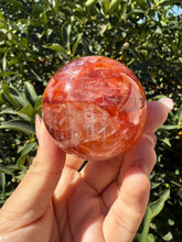 Load image into Gallery viewer, Vibrant Fire Quartz Crystal Sphere,Hematoid Quartz Red Orange Crystal Ball, A103
