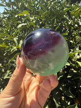 Load image into Gallery viewer, Green Purple Candy Fluorite Sphere, Rainbow Colourful Fluorite Crystal Ball,A115
