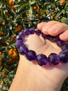 Geometric Micro Faceted Hard Cut Uruguayan Amethyst Bracelet