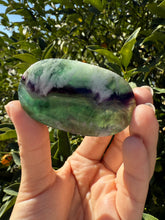 Load image into Gallery viewer, Natural Feather Fluorite Palm Stone,Snowflake Quartz Fluorite Palm Stone,A182
