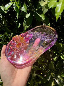 Purple Yellow Crystal Shiny Resin Tray