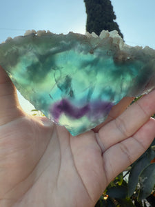 Triangular Blue and Purple Feather Fluorite Mineral Specimen,Fluorite slab