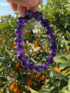 Geometric Micro Faceted Hard Cut Uruguayan Amethyst Bracelet