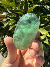 Load image into Gallery viewer, Natural Feather Fluorite Palm Stone,Snowflake Quartz Fluorite Palm Stone,A180
